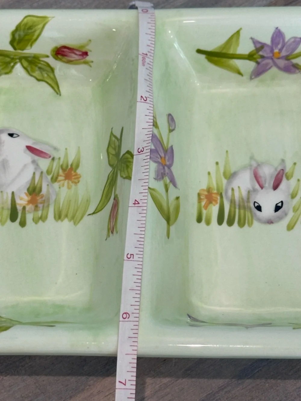 Sweet Olive Designs 4 in 1 divided Bunny Serving Tray hand painted Easter Decor